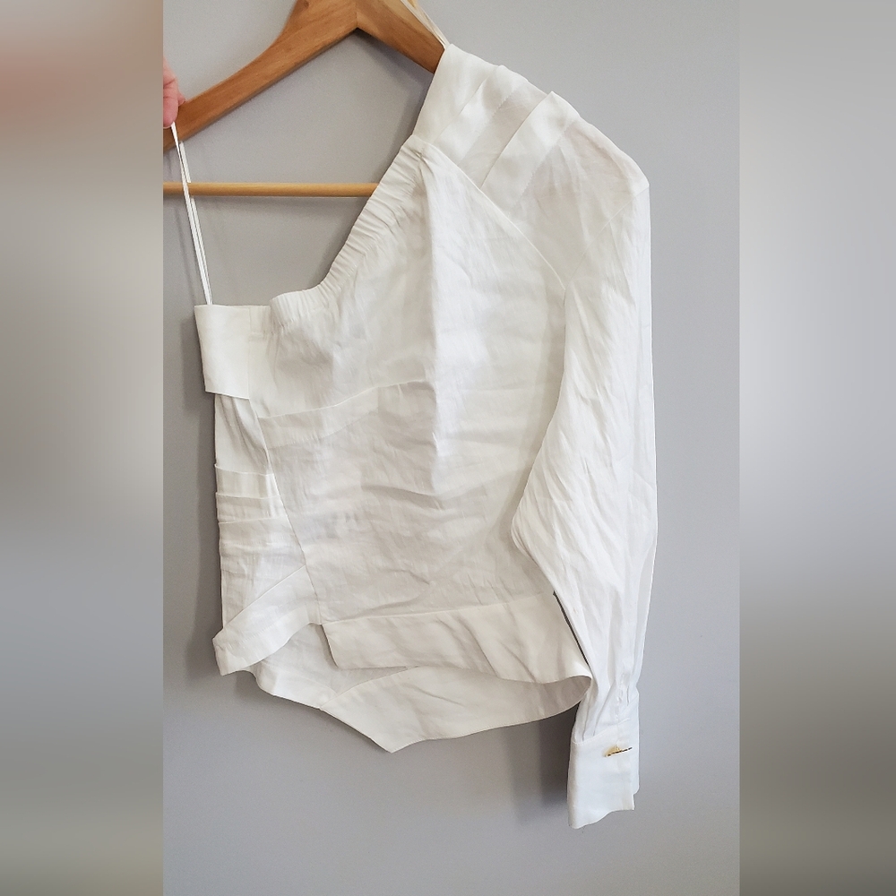 zara asymetric single arm Elegant White Women's Top, small. New with tags!